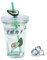 Kawaii Cup Erdbeere Avocado Wasserflasche (grün) - 425 ml Glitzernde Doppelwandige Wasserflasche mit Strohhalm