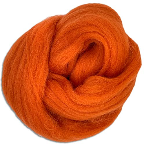Wooliny 100 g Filzwolle Merinowolle Märchenwolle | 35 Farben zur Auswahl (36 | Orange)