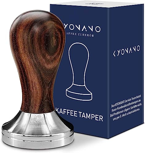 KYONANO Tamper 51 mm, Kaffee Tamper aus 304 Edelstahl mit Chacate Preto Griff, Espresso Tamper für Griffe, Barista Tamper kompatibel mit Delonghi Espressomaschinen (Bogen)