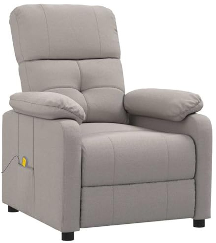 vidaXL Massagesessel, Relaxsessel mit Liegefunktion Vibrationsfunktion, Verstellbarer Sessel Fernsehsessel, Liegesessel Ruhesessel, Taupe Stoff