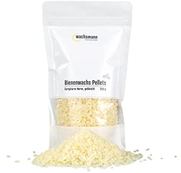 Wachsmann 100% reines Bienenwachs, 250 g Pastillen für Natur-Kosmetik, Kerzen, Bienenwachstücher - deutsche Qualität, weiß - schonend gebleicht