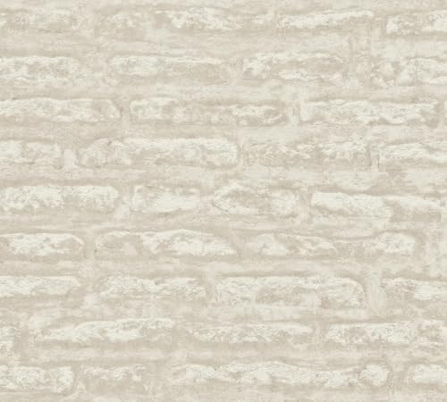 A.S. Création Attractive 2 390271 Non-Woven Wallpaper Stone Look Light Brown White 10.05 m x 0.53 m Made in Germany