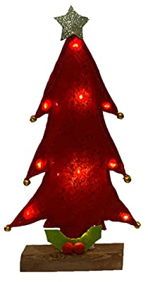 Momolaa Décorations de Noël Cadeaux de Noël Pendentif Table Sapin de Noël Lumières Mini LED Petit Sapin de Noël Gadget High Tech Insolite (Red, One Size)