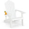 COSTWAY Fauteuil de Jardin Adirondack en HIPS Grain de Bois Réaliste, Chaise d'Extérieur Imperméable avec Porte-Gobelet Charge 170KG, pour Jardin Piscine Terrasse (Blanc)