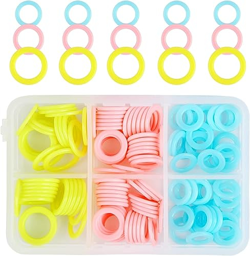 Benlay 180 Stück Strickmarkierer-Ringe, Bunte Maschenmarkierer-Ringe (S/M/L) mit tragbarer Aufbewahrungsbox für DIY-Nähen, Stricken, Häkeln, Basteln