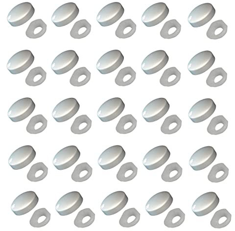 TERF® Lot de 20 cache-vis en plastique blanc à clipser pour la plupart des vis de diamètre 6 g à 8 g (3,5 mm – 4 mm)