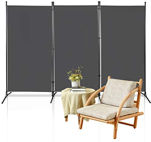 Duisrech Paravent 3 Teilig 260x180CM, Trennwand Raumteiler Paravent Raumteiler Stehend Faltbar,Paravent Raumteiler Innen Sichtschutz Freistehend,Room Divider aus Stahl und Polyester(Dunkelgrau)