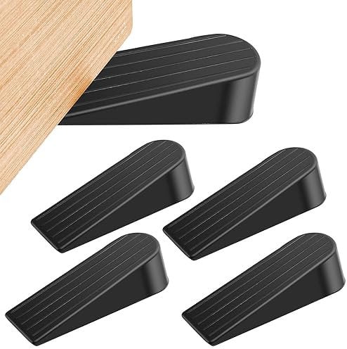 4 Pack Rubber Door Stops, Anti-Skid, Durable, Heavy Duty Rubber Door Stoppers, Non-Slip Door Stop Wedges for Homes, Offices and Work Shops (Black, 119x35x22MM)