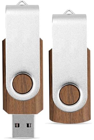 32GB USB Stick Holz 2 Stück TATMOHIK Wood Flash Speicherstick 32GB 2er Pack USB Flash Drive USB2.0 Metall-Schwenkclip Hölzern USB-Flash-Laufwerk Schnellen Geschwindigkeit Memory Stick（Walnußholz）