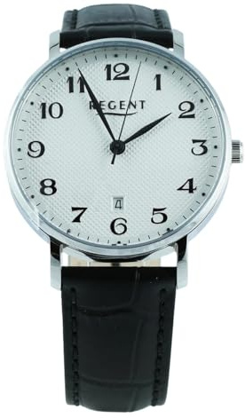 REGENT Herren Funkuhr aus Edelstahl mit Edelstahlband Datum FR-172