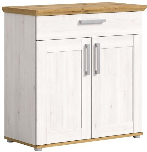 xonox.home Garderobe Verona Schuhkommode Schuhschrank Kommode Highboard Stauraumschrank in Sibiu Lärche Nb. Absetzung Artisan Eiche Nb., ca. 95x92x39 cm