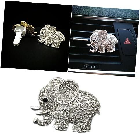 CALLARON Auto Aromatherapie Clip Silber Elefant Kristall Lufterfrischer Für Autoluftauslass Eleganter Parfümhalter Mit Strass Natürlicher Duftspender Ohne Batterie Stilvolle Innenraumdekora