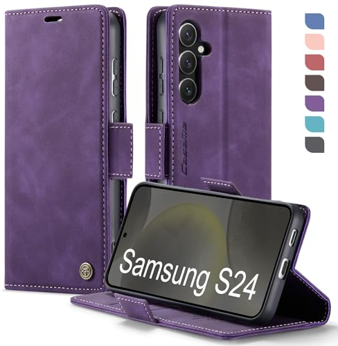 XYGLOW Handyhülle für Samsung Galaxy S24 5G Hülle Klappbar Premium PU Lederhülle Klapphülle【RFID Schutz】 Kartenfach Standfunktion Schutzhülle für Samsung S24 5G Flip Case Wallet Tasche Cover, Lila