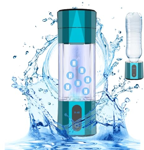 Wasserstoff-Wasserflaschengenerator, bis zu 6000–8000 PPB, tragbare Wasserstoff-Wasserionisiermaschine, 208 ml, wiederaufladbarer Wasserstoff-Wasserbereiter mit PEM-Technologie für Reisen im Blau