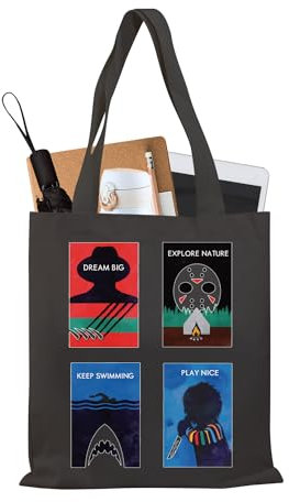 PLITI Horror Movie Fans Tote Bag Halloween Horror Movie Characters Gift Serial Killer Themed Gift Travel Pouch (Dream Big TGblU)