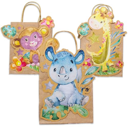 Papierdrachen 3 Laternen zum Basteln Wildtiere | Henkeltüten mit Transparentpapier und Stanzteilen - für Mädchen und Jungen - Ideal für Kindergartenkinder