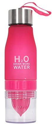 Serlium Presse-agrumes, presse-agrumes, portable, étanche, infuseur à fruits, voyage en plein air, bouteille d'eau étanche pour hommes et femmes, 650 ml (Rose)