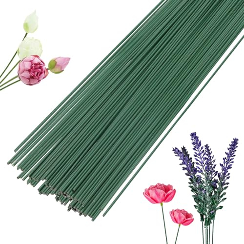 60 Piezas Alambre de Flores, 30 cm de Longitud 2 mm de Diámetro, Alambre de Floristería Verde Alambre de Tallo Floral Alambre Manualidades y Floristería para Flores Artificiales, Corona, Ramo (verde)