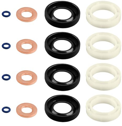 Kit Complet de Joints Injecteur Diesel HDI 1.6L Compatible Citroën, Peugeot et Volvo, 16 Pièces Incluant Rondelles Cuivre et Joints Toriques 1982A0 198299 1314368 1233683 1373550