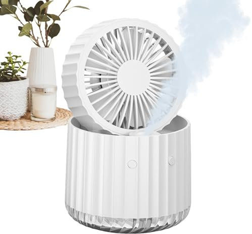 Ventilateur brumisateur – Ventilateur humidifiant, chargement USB de bureau, petit ventilateur électrique avec lumière d'ambiance, ventilateur de pulvérisation d'eau portable pour bureau, maison,