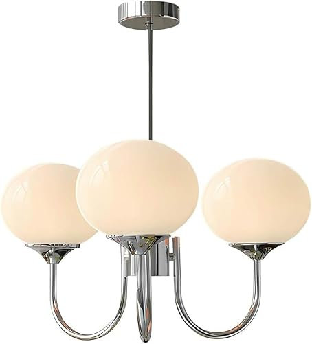 PTLYE Lustre en Verre Rose à 3 lumières pour école et Ferme Moderne, luminaire en Forme de Globe chromé Sputnik, luminaires Suspendus en Verre du Milieu du siècle, lustres en Verre, luminaire susp