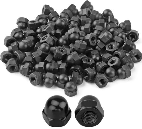ROSYLEVE 30 Pezzi M10 Dadi Ciechi, Alta Dadi Esagonali In Acciaio Al Carbonio Dadi Cappelli per Viti Barre Filettate Bulloni Filettati per Biciclette Aste Filettate(Nero)