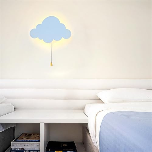 LED Kreative Kinder Wandleuchte mit Zugschalter Wandleuchten Batteriebetriebene USB Aufladbare Wandlampe Innen Cartoon Kinderzimmer Deko Wandbeleuchtung für Schlafzimmer Nachttisch (Warmes Licht,A)