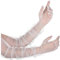 Xthrotsenk Tüll Handschuhe Weiße Lange Handschuhe Durchsichtige Brauthandschuhe Durchscheinendem Nahtlose Handschuhe für Partys, Teepartys, Hochzeiten, Bühnenshow, Halloween, Fasching, Mottoparty