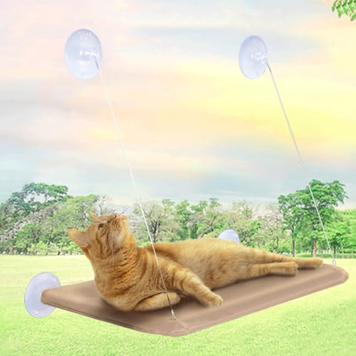 Cisixin Cat Hammock Bed, Hanging Pet Bed Seat, Cat Window Perch with 4 Suction Cups, Window Sill Holder