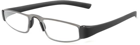 MMOWW Lesebrille Herren Blaulichtblockierende Leser Brille mit Metall Edelstahl Material Federscharnieren Komfortabel Lesehilfe (Grau, +2.5)