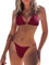 Yuson Girl Damen Bikini Set Mit Ketten Neckholder Triangel Bikini Set Sexy Brazilian Style Niedriger Taille String Tanga Bikini Sets Damen 2tlg Bikini Klassischer Zweiteiliger Badeanzug(Weinrot, M)