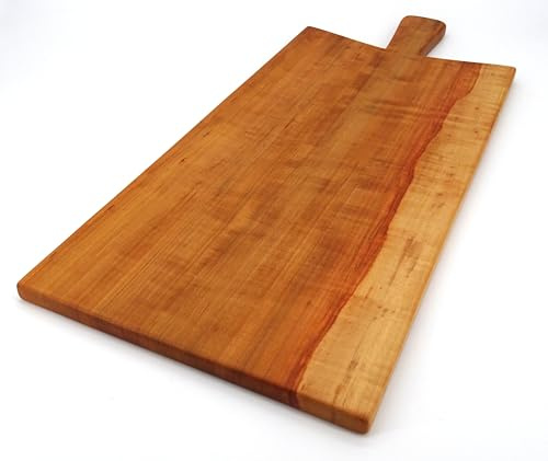 Premium XXL Schneidebrett aus massivem unverleimtem Apfel-Holz - Küchenbrett mit Griff - Tranchierbrett und Servierbrett für Küche - Made in Germany – Handarbeit – extra groß – Apfel