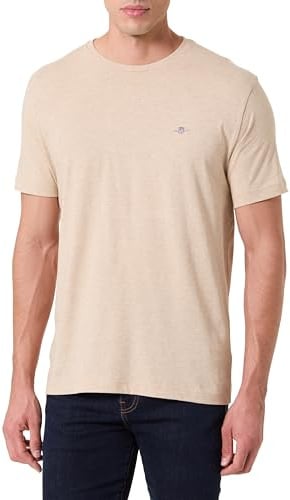 GANT Men's Reg Shield SS T-Shirt, Beige, M
