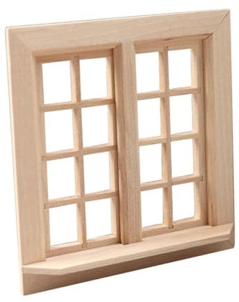 VICASKY Diy Miniature Window Model for Doll House 1:12 Scale Wooden Blank Window Adornment