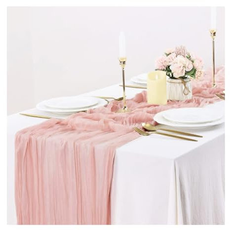 YZROHYI Chemin de Table Mousseline 90 X 300 CM,Chemin de Table Tissu Terracotta,Chemin de Table Deco Mariage,Nappe Centre de Table Decoration,Cheesecloth Table Runner,Chemin de Table Bohème Chic