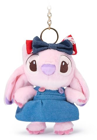 Disney Store Official Peluche Porte-clés Angel, Lilo & Stitch, 14 cm/5, Peluche avec Porte-clés Amovible, Convient aux Enfants à partir de 1 an
