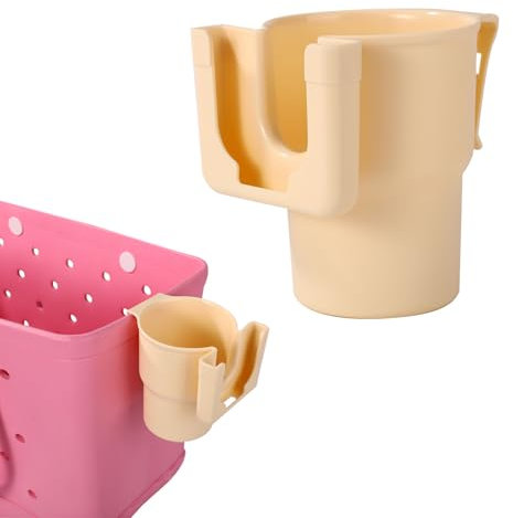 2 in 1 Cup & Phone Holder for Bogg Bag, Beige Bag Accessories Compatible with Stanley 20oz 30oz 40oz Cup or Bottle