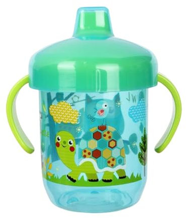 kivrimlarv Baby Sippy Cups, Cartoon Spill-Proof Straw Cup with Handle, Non-Spill Water Bottle for Babies, Leak-Resistant Sippy Cup, High-Grade Material, 4.44 * 4.44 * 4.96in