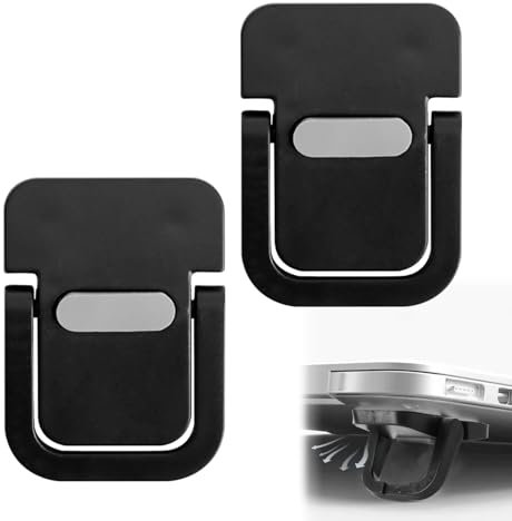 Cncedi Keyboard Riser, 2 Pcs Portable Self-Adhesive Laptop Feet, Mini Invisible Computer Keyboard Stand, Foldable Laptop Riser with Anti-slip Silicone for Desk (Black)