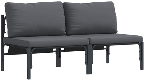 vidaXL Outdoor Furniture with Cushion with Pillow Anthracite Steel, Balcony Lounge, Modern Outdoor Sofa Set, Weatherproof Seating, Durable Patio Comfort, Modular Sectional Garden Furniture