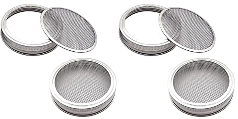 Uikdjgu 4Er Set Edelstahl Glas Deckel Kit Für Hervorragende Belüftung Geeignet Für Einmachgläser mit Weitem Mund Einmachgläser Für Die Herstellung Von Bio-Keimlingen Im Ihrem Haus