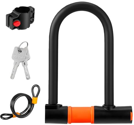 Getaria Bike Lock,16mm Heavy Duty Anti Theft Bike U Lock with Vinyl Coating, 2 Keys High-Security Bicycle Lock for Road, Mountain, Electric & Folding Bike