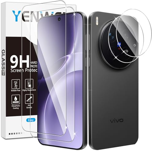 Yenwen Schutzfolie für VIVO X300 Pro für Panzerglas, 2 Stück Displayschutz mit 2 Stück Kameraschutz, 9H Härte Schutzglas Handy Folie HD Klar Panzer Schutz Glas