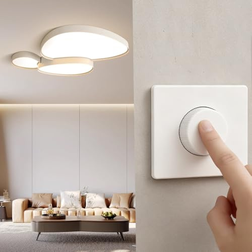 Nastopee Dimmer für LED Lampen 5-300W, Unterputz Lichtschalter Dimmbar Drehdimmer, 220-240V Dimmer Schalter LED Dimmer für Dimmbare LED Lampen, Glühlampe und Halogenlampe inkl. Weiße Abdeckplatte
