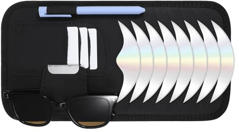 Tyqour Auto CD Hülle Halterung PU Leder Auto Visor Sonnenblende Organizer für Autos mit 8 Aufbewahrungshüllen für CD Karten Sonnenbrillen Stifthalter