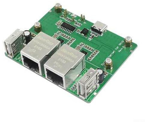 Lastdaytime USB-Hub und Ethernet-Dock, für Raspberry für Pi für Zero 2W, Dual-Netzwerk-Erweiterungsplatine, mit 2.0-Anschlüssen und Federauswurf-Design (A)