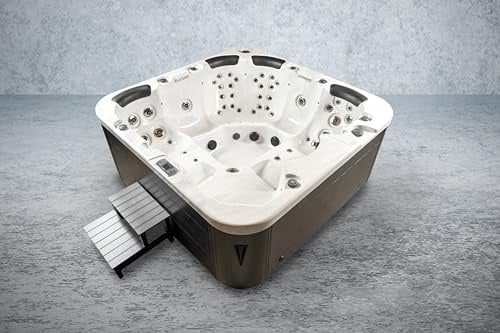 Outdoor Whirlpool Roma 230x230 cm für 6 Personen – 71 Düsen Spa mit Gecko Steuerung, Heizung, UV Wasseraufbereitung, LED Farblicht & Vollisolierung