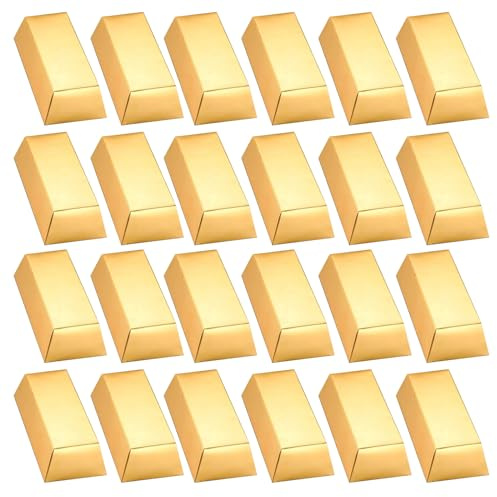 24er Pack Goldbarren Geschenkboxen mit realistischer Goldziegel Textur, Geschenkverpackungen, Leckerli Boxen für Partys und Geschenke, dekorative Verzierung