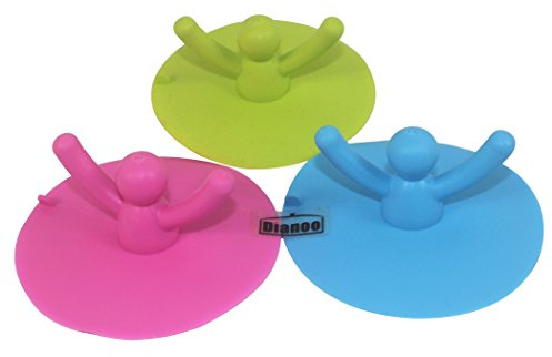 Dianoo 3PCS the Drain, Cute Person Shape Silicone Tub Drain, Stopper Floor Drain for Kitchen Bathroom, Soft Flexible Water Seals Suction (Random colors)