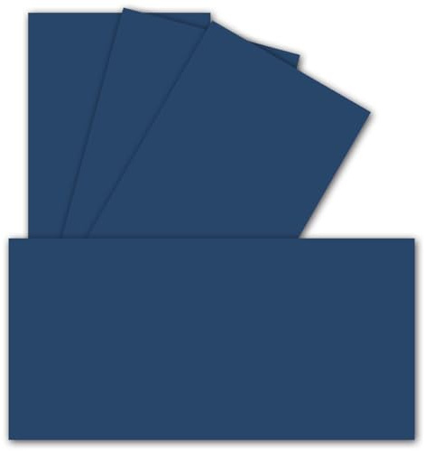 25 Einzel-Karten DIN Lang - 9,9 x 21 cm - 240 g/m² - Dunkelblau - Bastelpapier - Tonkarton - Ideal zum bedrucken für Grußkarten und Einladungen